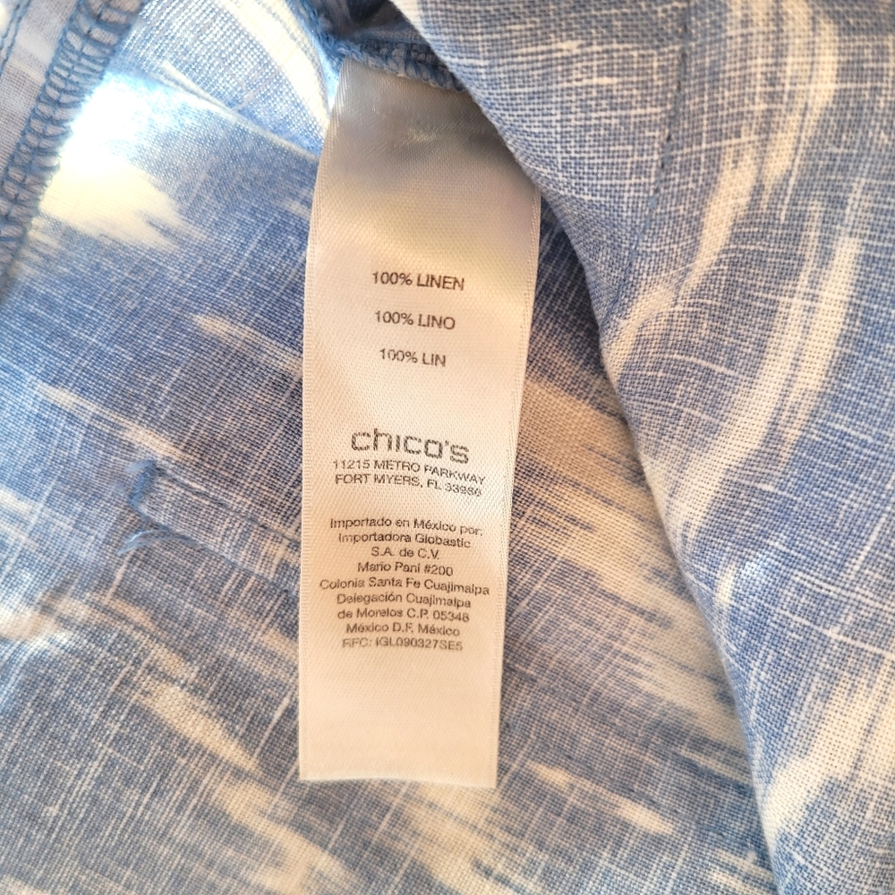Chico's Ikat Linen Pants blue white size 1 - Picture 8 of 9
